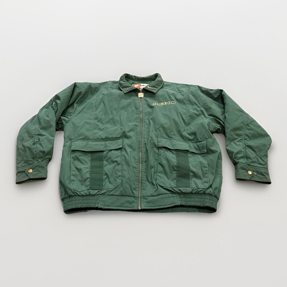 Vintage Nike Mens Green Oregon Ducks Classic Bomber Insulated Jacket Size XL